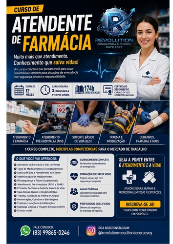 Curso Atendente de Farmácia - Muito mais que atendimento, Conhecimento que salva vidas